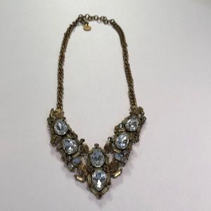 Stella and Dot necklace in brass gold tone with rhinestones